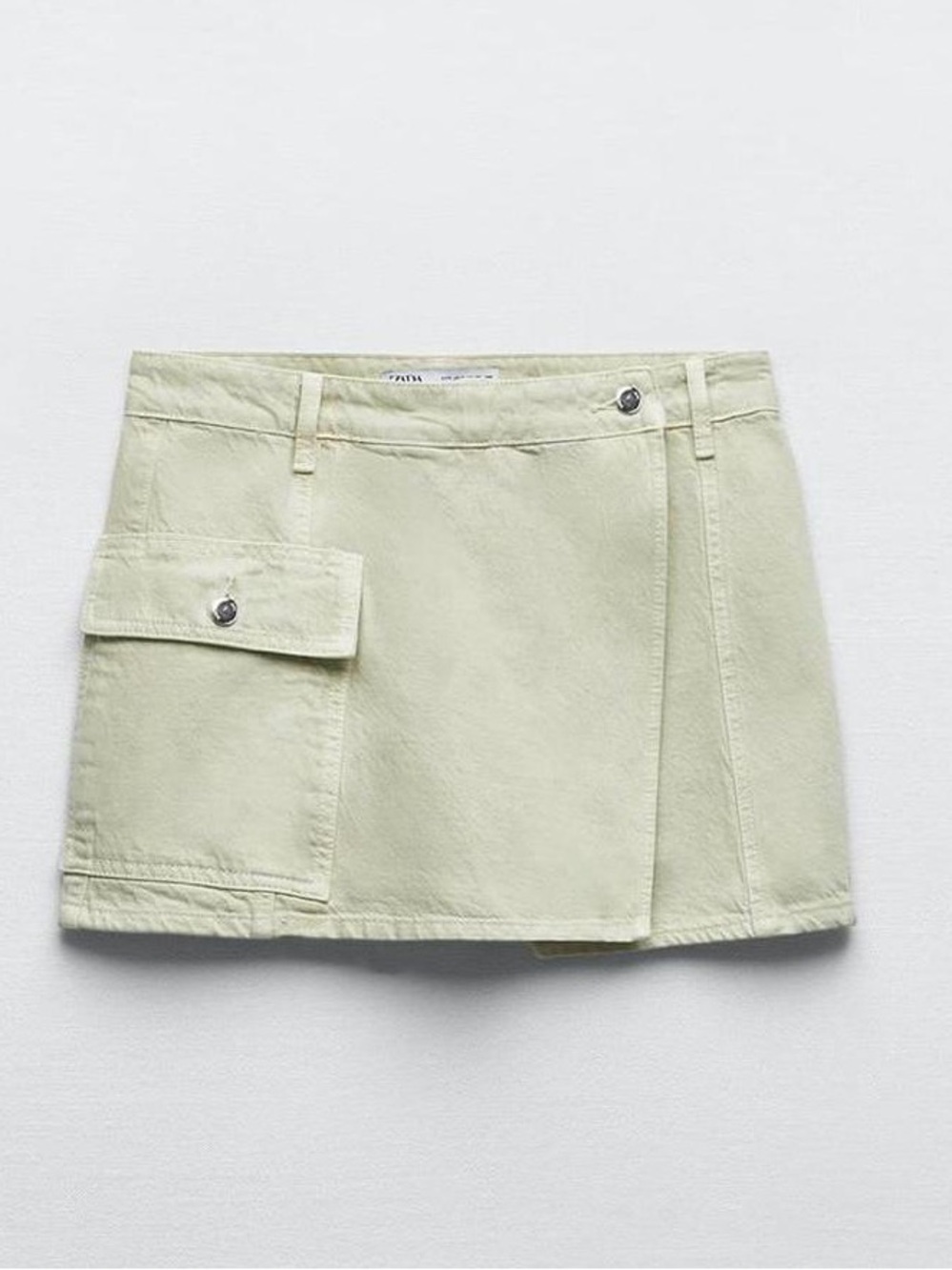 Zara Mint Green Cotton Wrap Front Skort Shorts Size Small High Rise 💛